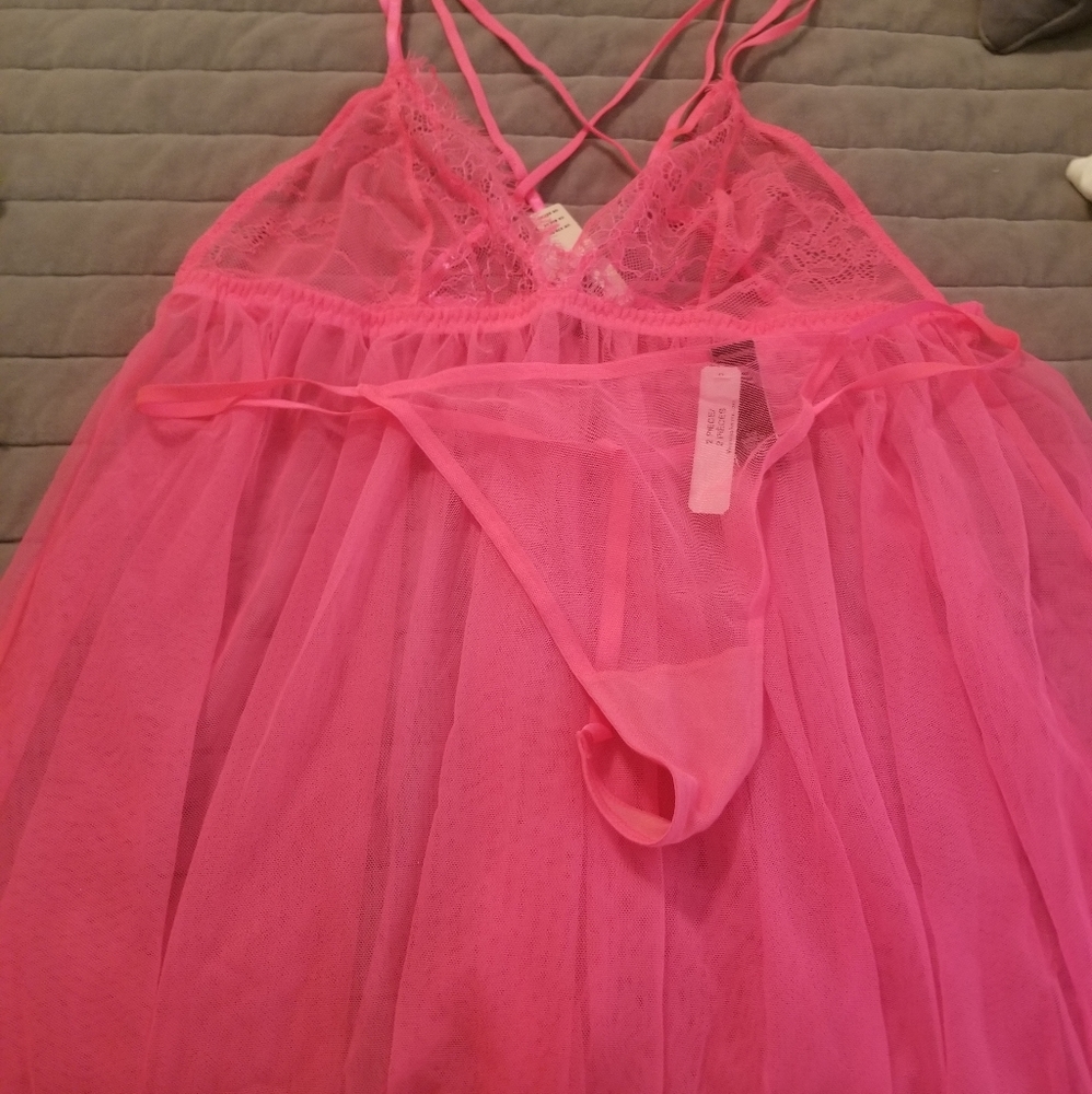 NWT Victoria Secret Baby Doll Set Hot Pink